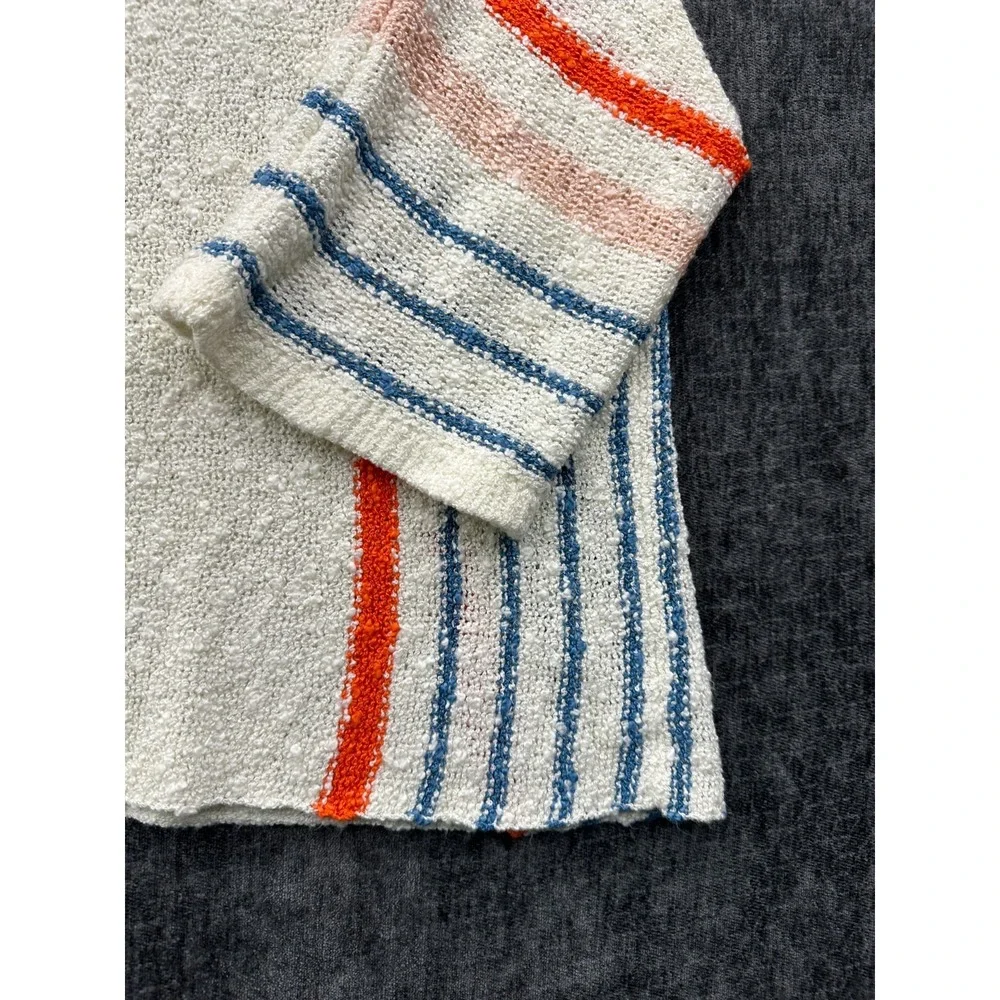 Dokotoo Sweater Womens‎ Medium White Colorblock Striped Comfy Cable Knit Winter